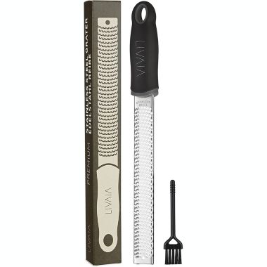 LIVAIA Stainless Steel Grater with Handle  Parmesan Cheese Grater with Non Slip Handle - Zester Grater, Nutmeg Grater, Garlic Grater, Lemon Zester. View a larger version of this product image.