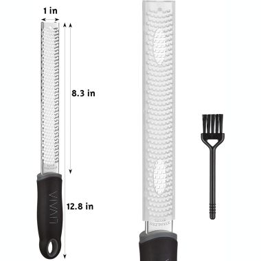 LIVAIA Stainless Steel Grater with Handle  Parmesan Cheese Grater with Non Slip Handle - Zester Grater, Nutmeg Grater, Garlic Grater, Lemon Zester. View a larger version of this product image.