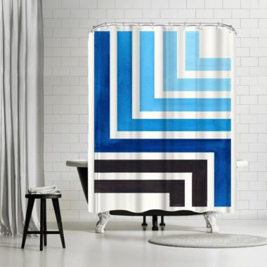 Americanflat 71" x 74" Shower Curtain, Blue Aztec Pattern by Ejaaz Haniff. View a larger version of this product image.