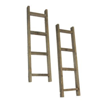 Direct International Set of 2 Distressed Finish 20 Inch Wooden Decorative Ladders Farmhouse Decor. View a larger version of this product image.