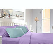 Infinity Merch 6 Piece Deep Pocket Bed Sheet Sets King Size Lilac with Light Blue Pillowcases