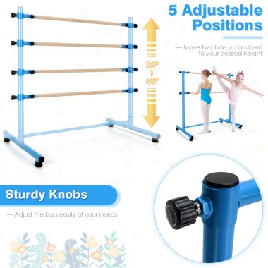 Slickblue 47 Inch Double Ballet Barre with Anti-Slip Footpads. View a larger version of this product image.