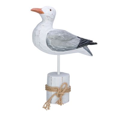 Seagull on White Piling with Rope Figurine 10.5 inches. View a larger version of this product image.