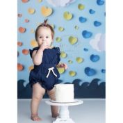 Laurenza&#39;s Cotton Navy Blue Ruffle Romper