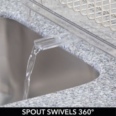 mDesign Large Kitchen Dish Drying Rack / Drainboard, Swivel Spout. View a larger version of this product image.