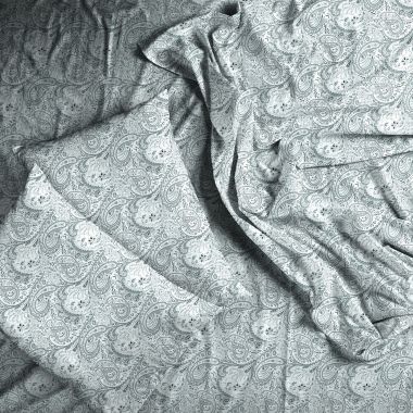 Lux Decor Collection 6-Pieces Deep Pocket Microfiber Printed Bed Sheet Set in Full Size White Grey. View a larger version of this product image.