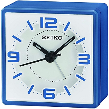Seiko 2" Sei Modern Square Beep Bedside Alarm, Blue. View a larger version of this product image.