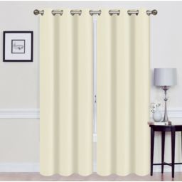 J&V TEXTILES Solid Blackout Thermal Grommet Curtain Panels With Foam Backing (Set of 2)