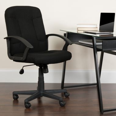Flash Furniture Garver Mid-Back Black Fabric Executive Swivel Office Chair with Nylon Arms. View a larger version of this product image.