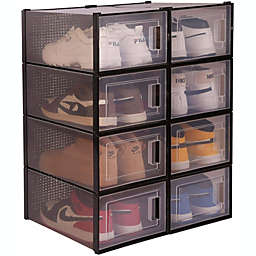 Uhome Lite Storage Shoe Box, Foldable Clear Sneaker Display Box, Stackable Storage Bins