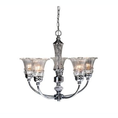 Elegant Designs Home Decorative 5 Light Glass Ceiling Glacier Petal Chandelier - Chrome. View a larger version of this product image.