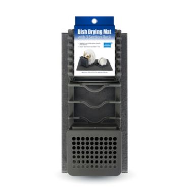 Grand Fusion Dish Drying Rack and Ultra Absorbent Microfiber Mat, Dark Gray. View a larger version of this product image.