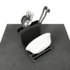 Alternate image 3 for Grand Fusion Dish Drying Rack and Ultra Absorbent Microfiber Mat, Dark Gray