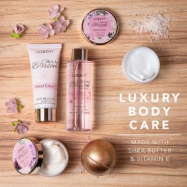 Lovery Bath and Body Gift Basket For Women - Cherry Blossom Home Spa Set. View a larger version of this product image.
