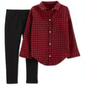 Carter&#39;s Little & Big Girl&#39;s 2 Pc Buffalo Check Shirt & Leggings Set Red Size 6/6X