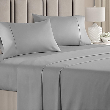 CGK Unlimited 4 Piece 100% Cotton 400 Thread Count Sheet Set - Queen - Light Grey. View a larger version of this product image.