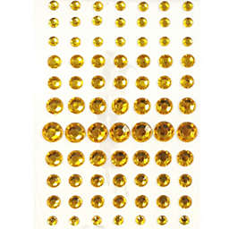 Wrapables 91 Pieces Crystal Diamond Sticker Adhesive Rhinestones 4/6/8/12mm / Gold