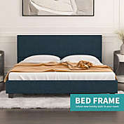Inq Boutique Upholstered Linen Platform Bed Frame   Queen Bed Frame with Fabric Headboard