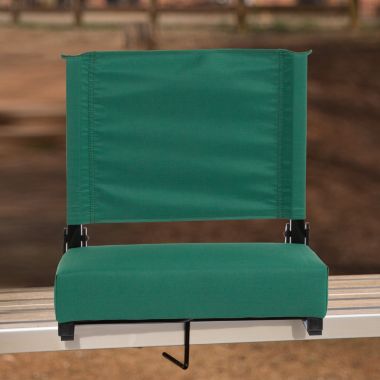 Flash Furniture Grandstand Comfort Seats by Flash - 500 lb. Rated Lightweight Stadium Chair with Handle & Ultra-Padded Seat, Hunter Green. View a larger version of this product image.