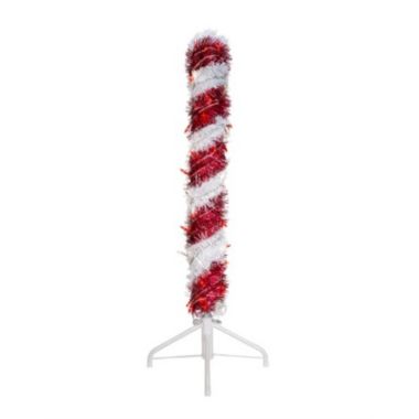 Kurt Adler 4-Foot Pre-Lit Red and White LED Tinsel Candy Cane. View a larger version of this product image.