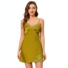 Alternate image 0 for Allegra K Women's Satin Pajama Lounge Sleepwear Cami Dress Spaghetti Strap Nightgown, 100% Polyester Sleepwear Sleepshirt Nightdress Regular Fit Gown Dress, Medium Yellow