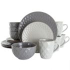 Alternate image 0 for Elama Tahitian Diamond 16 Piece Stoneware Dinnerware Set in Slate and Pearl