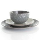 Alternate image 1 for Elama Tahitian Diamond 16 Piece Stoneware Dinnerware Set in Slate and Pearl