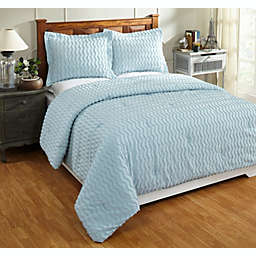 Better Trends Isabella Collection 100% Cotton Tufted Chenille 2 Piece Twin Comforter Set - Blue