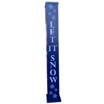 "Let It Snow" Outdoor Decorative LED Light Post, Battery Operated, Timer Included, Christmas Décor for Outdoors/Indoors - Blue - Seasonal Expressions