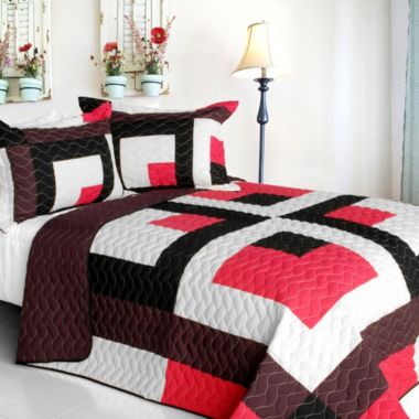 Blancho Bedding Chocolate Kingdom 3PC Vermicelli-Quilted Patchwork Quilt Set (Full/Queen Size). View a larger version of this product image.