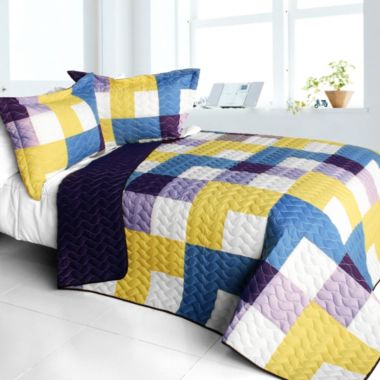 Blancho Bedding Purple Feelings 3PC Vermicelli - Quilted Patchwork Quilt Set (Full/Queen Size). View a larger version of this product image.