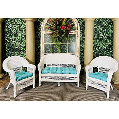 Pillow Perfect Outdoor Maven Preview Lagoon Blue 3 Piece Cushion Seat Set. View a larger version of this product image.