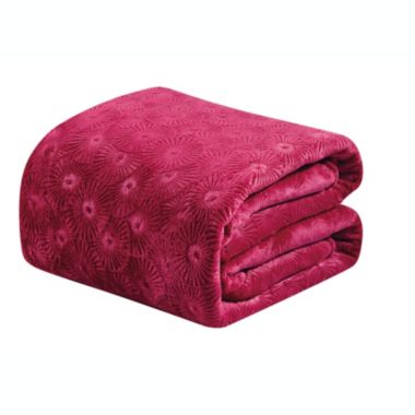 Sheridan Ultra Cozy Louve Embossed Jacquard Blanket - Queen (90" x 90") Burgundy. View a larger version of this product image.