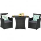 Alternate image 0 for Costway 3 Pieces Patio Rattan Furniture Set with Cushion and Sofa Armrest-Gray