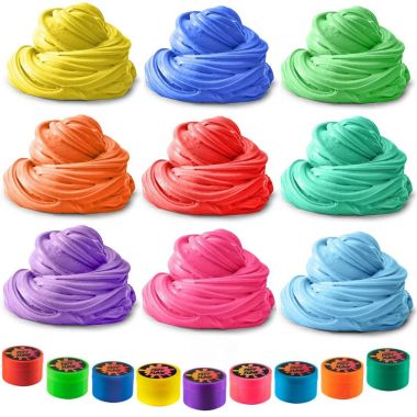 Squeeze Craft Puff Slime - 9 Pack Jumbo Fluffy Mud Putty Assorted Bright Colors - 2 Oz. View a larger version of this product image.
