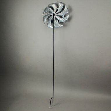 Direct International Purple and Blue Metal Wind Spinner Garden Stake Outdoor Decor Kinetic Yard Art 45 Inches. View a larger version of this product image.