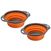 Unique Bargains Collapsible Colander Set, 2 Pcs Silicone Round Foldable Strainer with Handle Kitchen Space Saving Suitable for Pasta, Vegetables, Fruits - Orange 9in