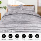 Alternate image 1 for PiccoCasa Comfortable 3-Piece Stripe Comforter Bedding Set Down Alternative Comforter Set with 2 Piece Pillow Shams Soft and Lightweight for All-Season Gray Queen