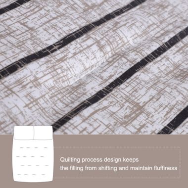 PiccoCasa Comfortable 3-Piece Stripe Comforter Bedding Set Down Alternative Comforter Set with 2 Piece Pillow Shams Soft and Lightweight for All-Season Gray Queen. View a larger version of this product image.