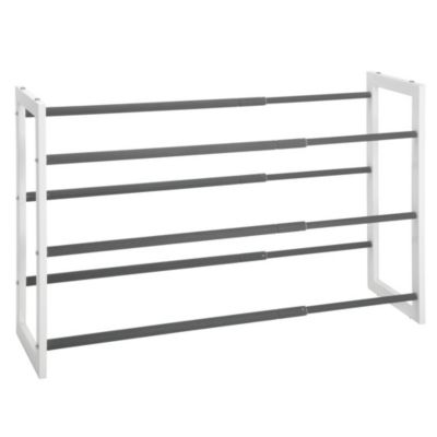 mDesign Metal 3 Tier Adjustable/Expandable Shoe and Boot Rack