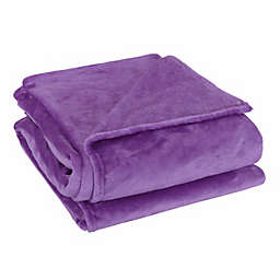 PiccoCasa Flannel Fleece Blanket for Couch and Bed, Soft Lightweight Plush Microfiber Bed or Couch Blanket Throws for Sofa, Dark Purple Twin