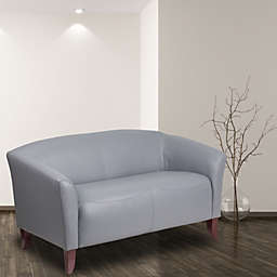 Emma + Oliver Gray LeatherSoft Loveseat with Cherry Wood Feet
