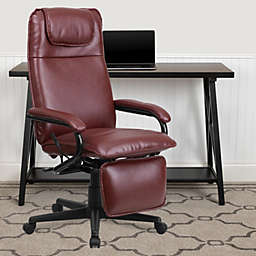 Emma + Oliver High Back Burgundy LeatherSoft Executive Reclining Ergonomic Office Chair - Arms