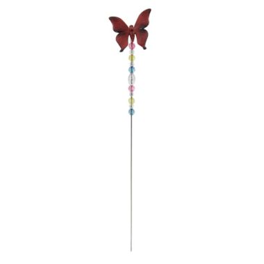 GCI 21" Maroon Beaded Acrylic Flying Butterfly Metal Garden Pick. View a larger version of this product image.