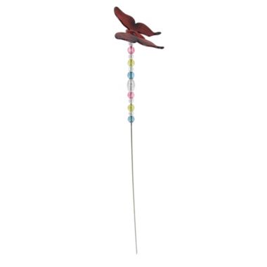 GCI 21" Maroon Beaded Acrylic Flying Butterfly Metal Garden Pick. View a larger version of this product image.