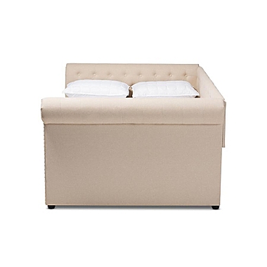 Baxton Studio Mabelle Modern And Contemporary Beige Fabric Upholstered Full Size Daybed With Trundle - Beige. View a larger version of this product image.