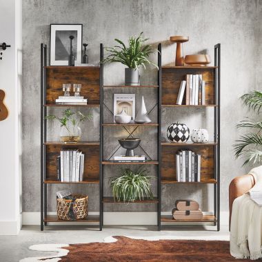 BreeBe Industrial Brown Bookcase with 14 Storage Shelves. View a larger version of this product image.