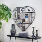 Alternate image 1 for Kingston Living 31.5" Black Heart Shaped Wall Shelf
