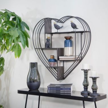 Kingston Living 31.5" Black Heart Shaped Wall Shelf. View a larger version of this product image.