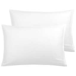 PiccoCasa Set of 2 Zipper 100% Cotton Pillowcases, Comfortable Cotton Pillow Cover Pillow Protector with Zipper Closure in Home and Bedroom, White Queen